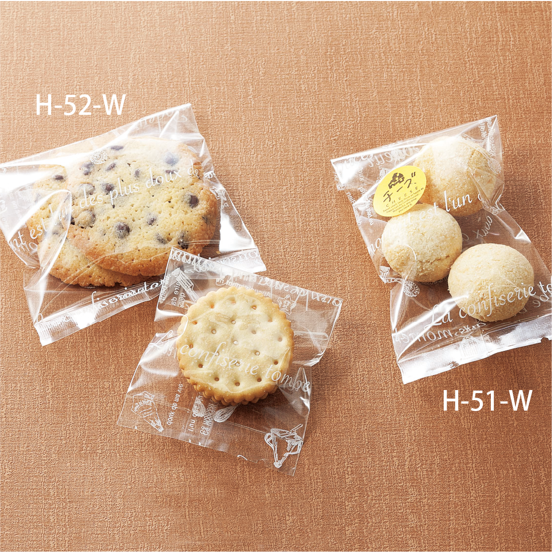 個包装袋 | H-51-W 仏語柄クッキー用 白 2000枚入(特価) – しらいと